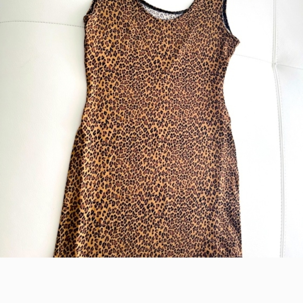 Leopard Print Mini Dress Sz Small Fitted Sexy Short